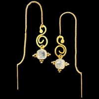 Image 1 of SWIRL String Earrings x Moon Stone Square