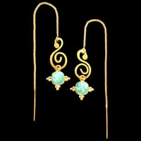 Image 2 of SWIRL String Earrings x Amazonite Stone Square