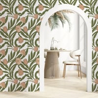 Image 1 of Verdant Bloom Botanical Pink Wallpaper