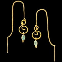Image 1 of SWIRL String Earrings x Aqua Chalcedony