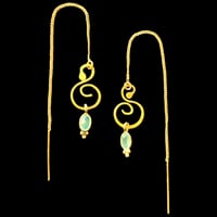 Image 2 of SWIRL String Earrings x Aqua Chalcedony