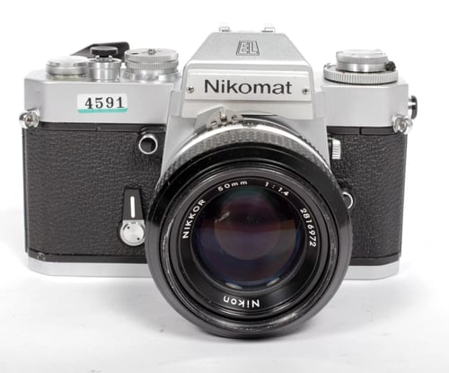 Image of Nikon Nikkormat EL 35mm SLR film camera w/ 50mm F1.4 Nikkor lens #4591 *CLA*