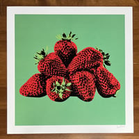 Strawberries (Green Background) 12x12" Print