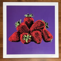 Strawberries (Purple Background) 12x12" Print