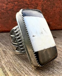 Image 1 of WL&A Handmade Heavy Ingot Natural White Buffalo Ribbon Ring - Size 9