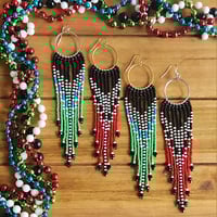 Image 1 of Not Just Black and White Fringe Earrings | Black, White and Colorful Fringe Earrings