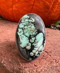 Image 3 of WL&A Handmade Heavy Ingot Natural Mint Green Desert Bloom Ring - Size 11