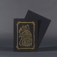 Greeting Card – The Golden Cock linocut handmade art