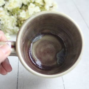 Image of Ox Blood Red and Beige Crackle Pottery Mug, Handmade in USA