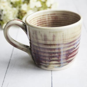 Image of Ox Blood Red and Beige Crackle Pottery Mug, Handmade in USA