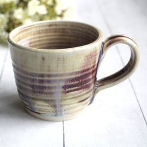 Image of Ox Blood Red and Beige Crackle Pottery Mug, Handmade in USA