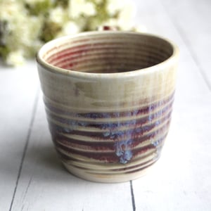 Image of Ox Blood Red and Beige Crackle Pottery Mug, Handmade in USA