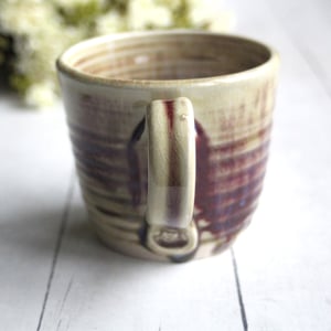 Image of Ox Blood Red and Beige Crackle Pottery Mug, Handmade in USA