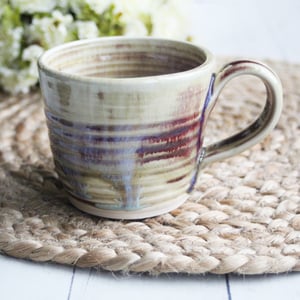 Image of Ox Blood Red and Beige Crackle Pottery Mug, Handmade in USA