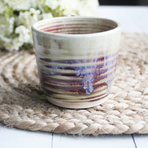 Image of Ox Blood Red and Beige Crackle Pottery Mug, Handmade in USA