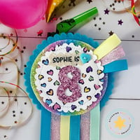 Image 1 of Personalised Rainbow Leopard Rosette/Badge 