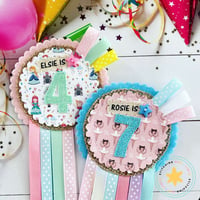 Image 1 of Girly Theme Theme Birthday Rosette