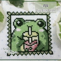 Cute Boba Frog Cross Stitch Pattern