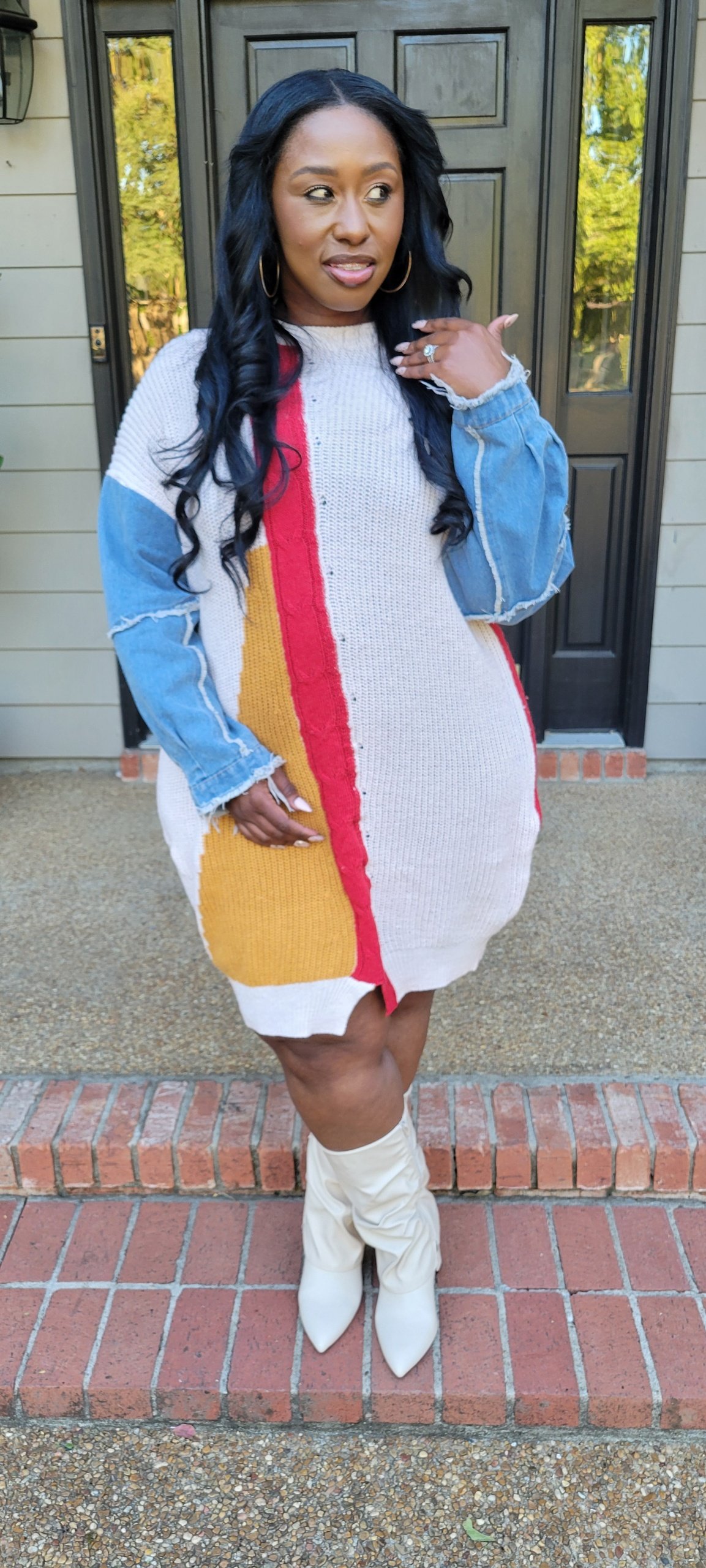 Image of Denim Sweater Dress