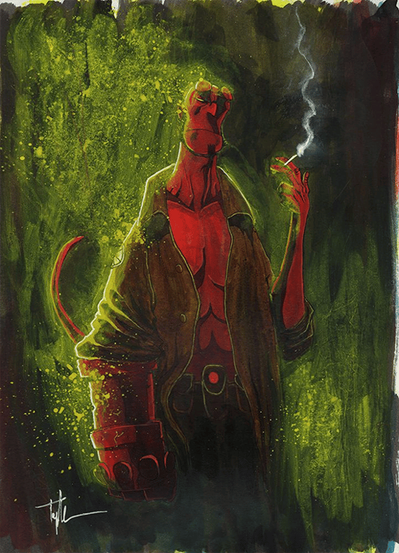 Image of HELLBOY 9x12  PAINTING