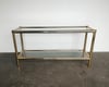 1970s Brass + Glass Console Table