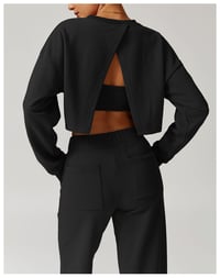 Image 3 of Serenity Long Sleeve Backless Crop Top and Sweatpants Set