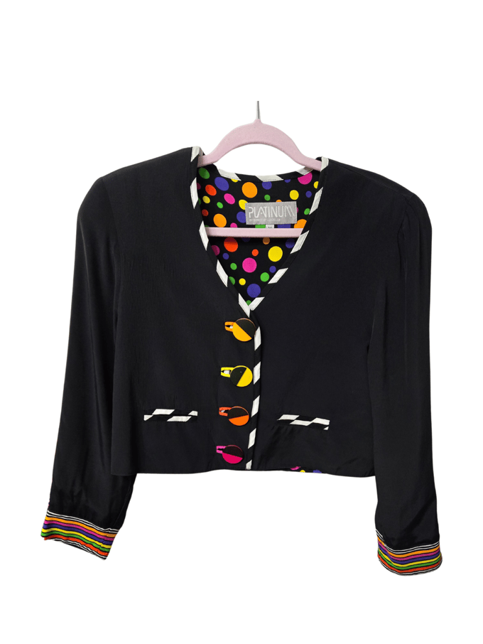 Image of Crop Colorful Button Blazer