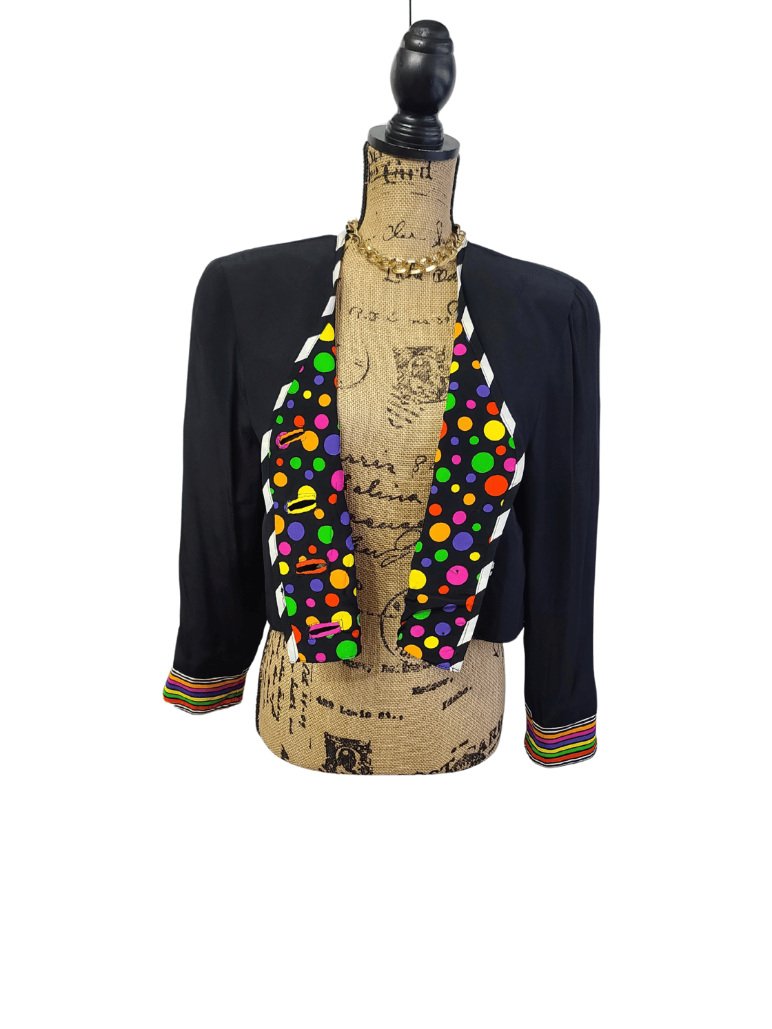 Image of Crop Colorful Button Blazer