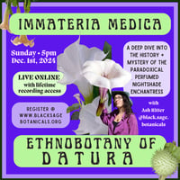 Immateria Medica: Ethnobotany of Datura ONLINE! • december 1, 2024