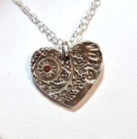 Image 1 of Silver Pink CZ Crystal Mum Heart Pendant (SJ066)