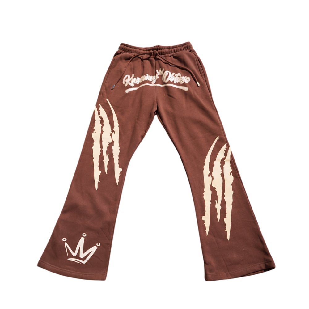 Image of KNO Brown Cheetah Flare Jogger Set