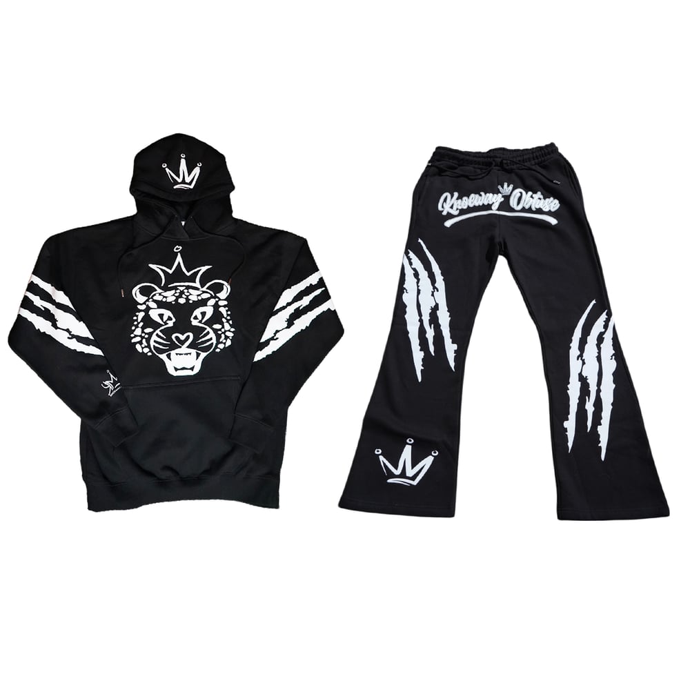 Image of KNO Black Cheetah Jogger Set
