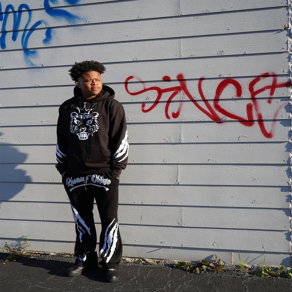 Image of KNO Black Cheetah Jogger Set