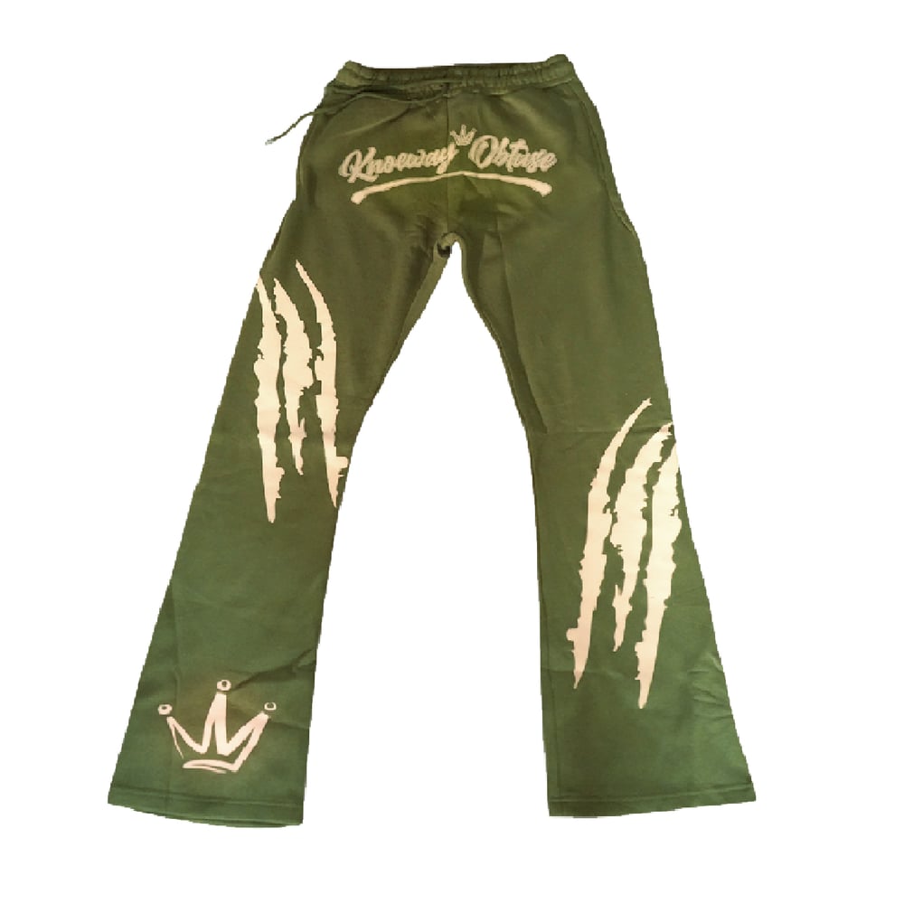 Image of KNO Green Cheetah Jogger Set