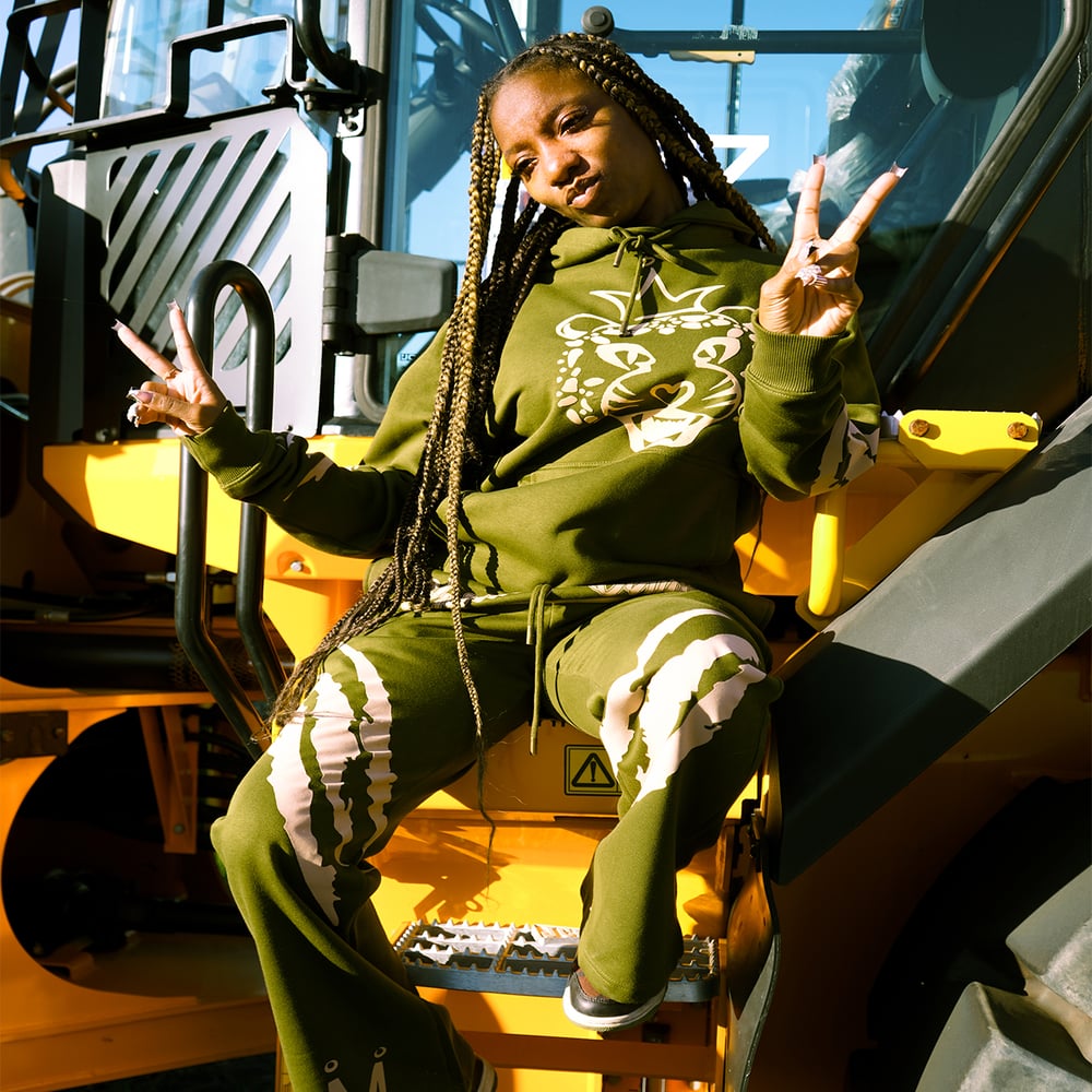 Image of KNO Green Cheetah Jogger Set
