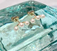 14k three pearls studs earrings 