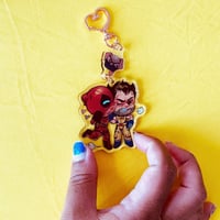 Image 1 of [PREORDER] Poolverine/Deadclaws 3in Sticker/2.5in Keychain w/ 1in Dogpool attachment