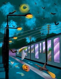 Image 1 of Ghost Town Train Station 👻 ART PRINT 