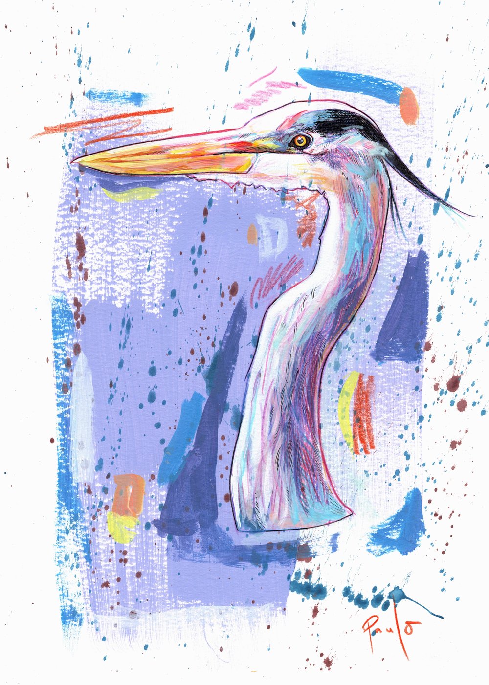 Grey Heron print- A4 or A5 on 250gsm paper