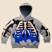 Image 1 of REWORKED SKELETON BLUE FLAME HOODIE SIZE M / S