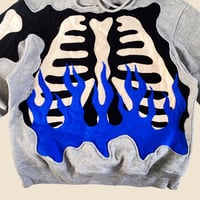 Image 3 of REWORKED SKELETON BLUE FLAME HOODIE SIZE M / S