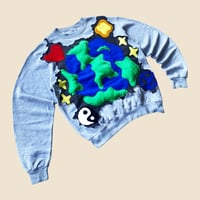 Image 2 of REWORKED 3D PUFF EARTH GREY MISTY SWEATSHIRT SIZE MEDIUM