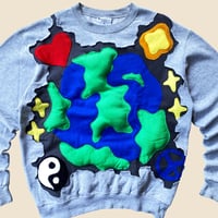 Image 3 of REWORKED 3D PUFF EARTH GREY MISTY SWEATSHIRT SIZE MEDIUM