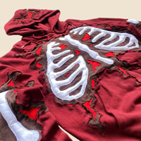 Image 3 of REWORKED 3D PUFF WHITE SKELETON CRACKY HOODIE SIZE LARGE