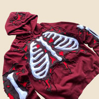 Image 2 of REWORKED 3D PUFF WHITE SKELETON CRACKY HOODIE SIZE LARGE