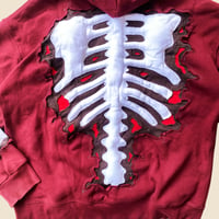 Image 7 of REWORKED 3D PUFF WHITE SKELETON CRACKY HOODIE SIZE LARGE