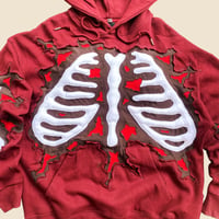 Image 4 of REWORKED 3D PUFF WHITE SKELETON CRACKY HOODIE SIZE LARGE