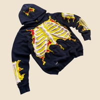 Image 2 of REWORKED 3D PUFF SKELETON YELLOW CRACKY HOODIE SIZE MEDIUM