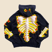 Image 6 of REWORKED 3D PUFF SKELETON YELLOW CRACKY HOODIE SIZE MEDIUM