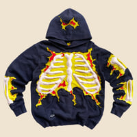 Image 1 of REWORKED 3D PUFF SKELETON YELLOW CRACKY HOODIE SIZE MEDIUM